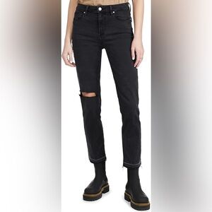 PAIGE Cindy Transcend Vintage High Rise Perfectly Straight Jean W/Undone Hem